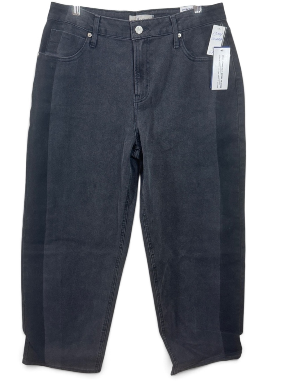 City Blues Barrel Leg Mid-rise Regular Length Dark Gray w/Black Side Strip Jeans